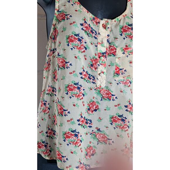 Be Cool Floral Tank Top Sleeveless Blouse Racerback Casual Summer - Picture 2 of 4